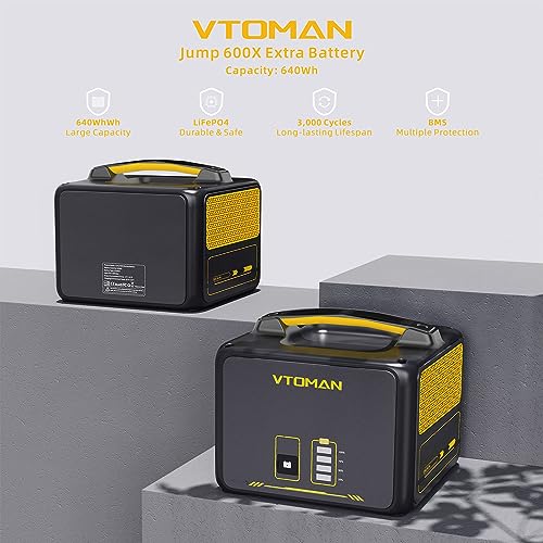 VTOMAN Jump 600X Portable Power Station, LFP Battery Powered Generator with 2x 600W AC Outlets (Surge 1200W), 4x USB ports, 3x DC Output for Outdoor Camping, Vehicle Emergency, Electric Backup