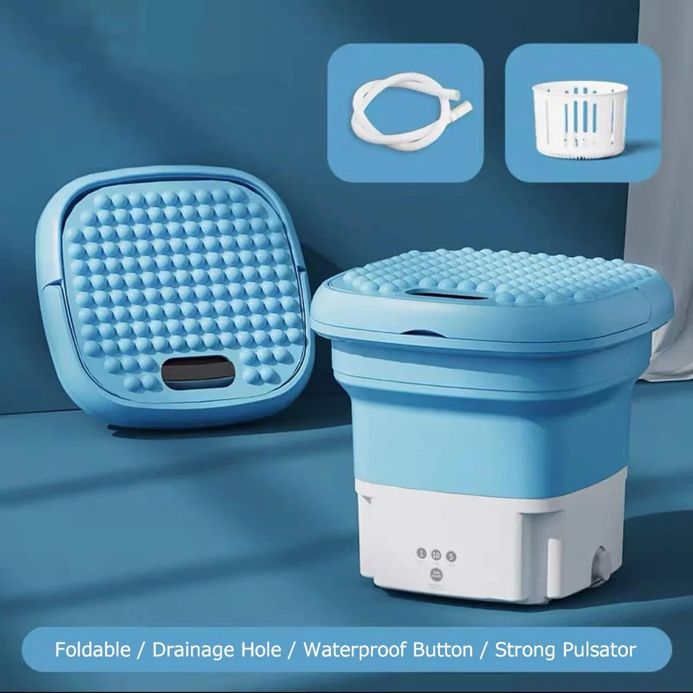 Washing Machine, Portable Automatic Ultrasonic Mini Washing Machine- Forward and Reverse Pulsator Elution Dual Purpose, Imitation Hand Wash with Drain Hole Fruit Washing Machine