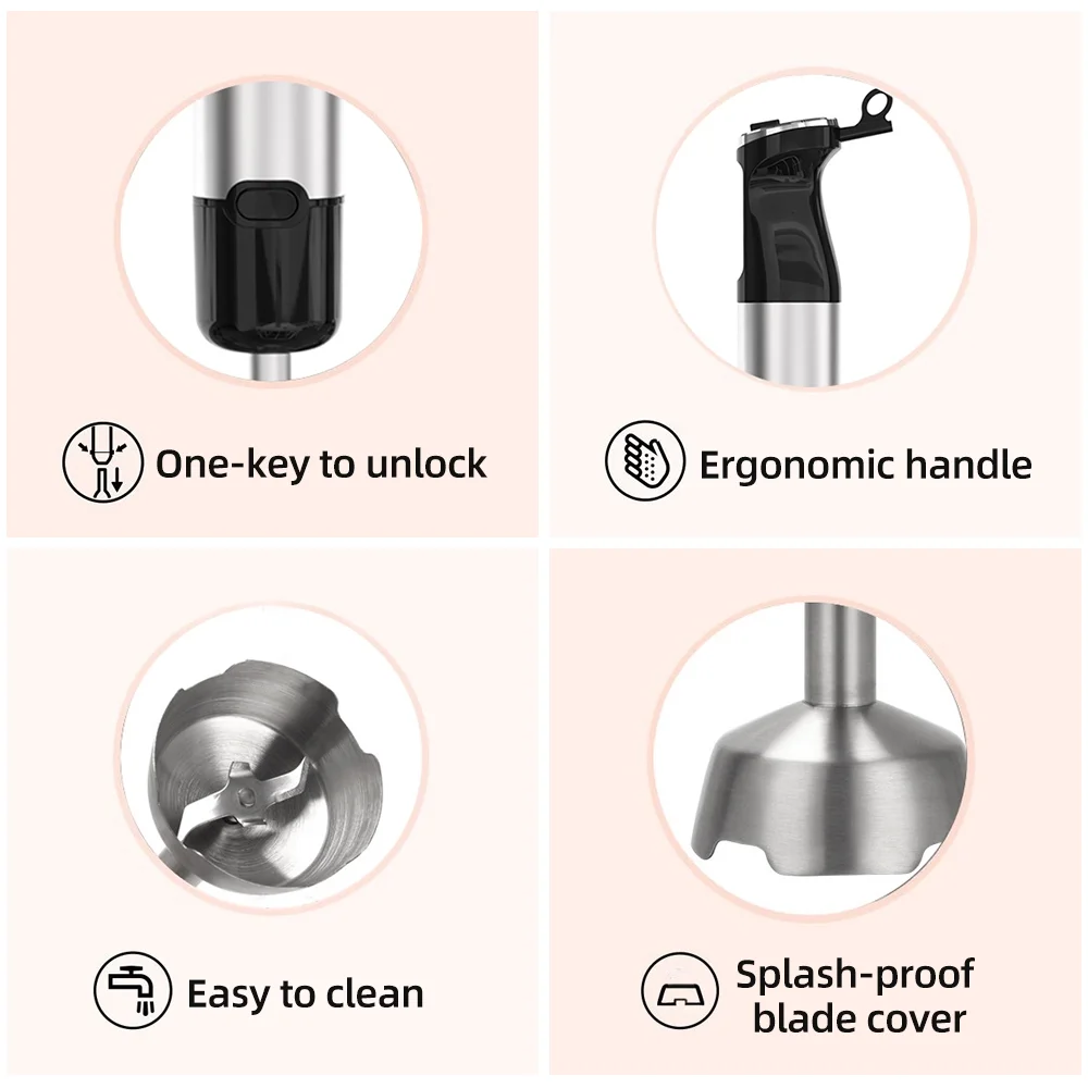 Blender Five Pieces Home 500W Big Cooking Machine Handheld Whisk Crush Rod Grinding Cup Meat Grinder Bowl Combination Food Supplement Juicer