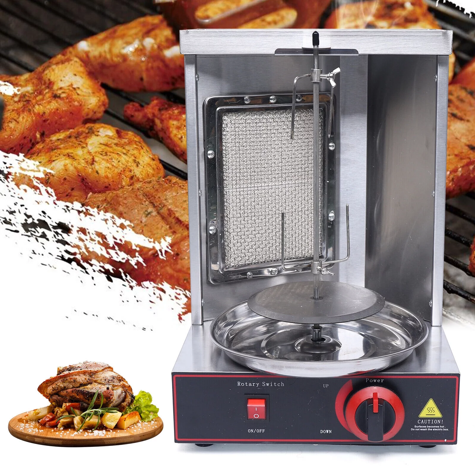 Miumaeov Commercial Vertical Gas Doner Kebab Grill Meat Shawarma Machine BBQ Rotisserie Oven Smokeless Broiler