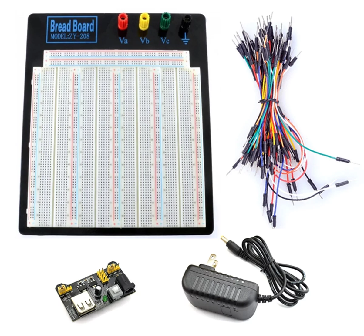 Tektrum Externally Powered Solderless 3220 Tie-Points Experiment Plug-in Breadboard with Aluminum Back Plate, Jumper Wires, Power Module, Wall Adaptor for Proto-Typing Circuit/Arduino/Raspberry Pi