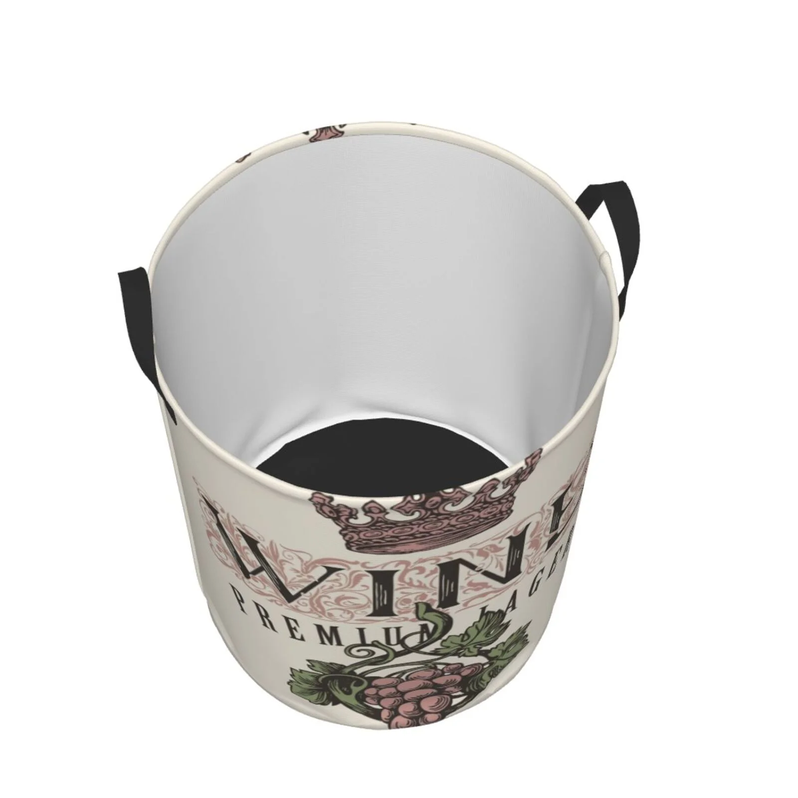 Fotbe Laundry Hamper With Durable Leather Laundry Basket Wine Thickened Waterproof Round Collapsible Laundry Hamper, Dirty Clothes Laundry Basket