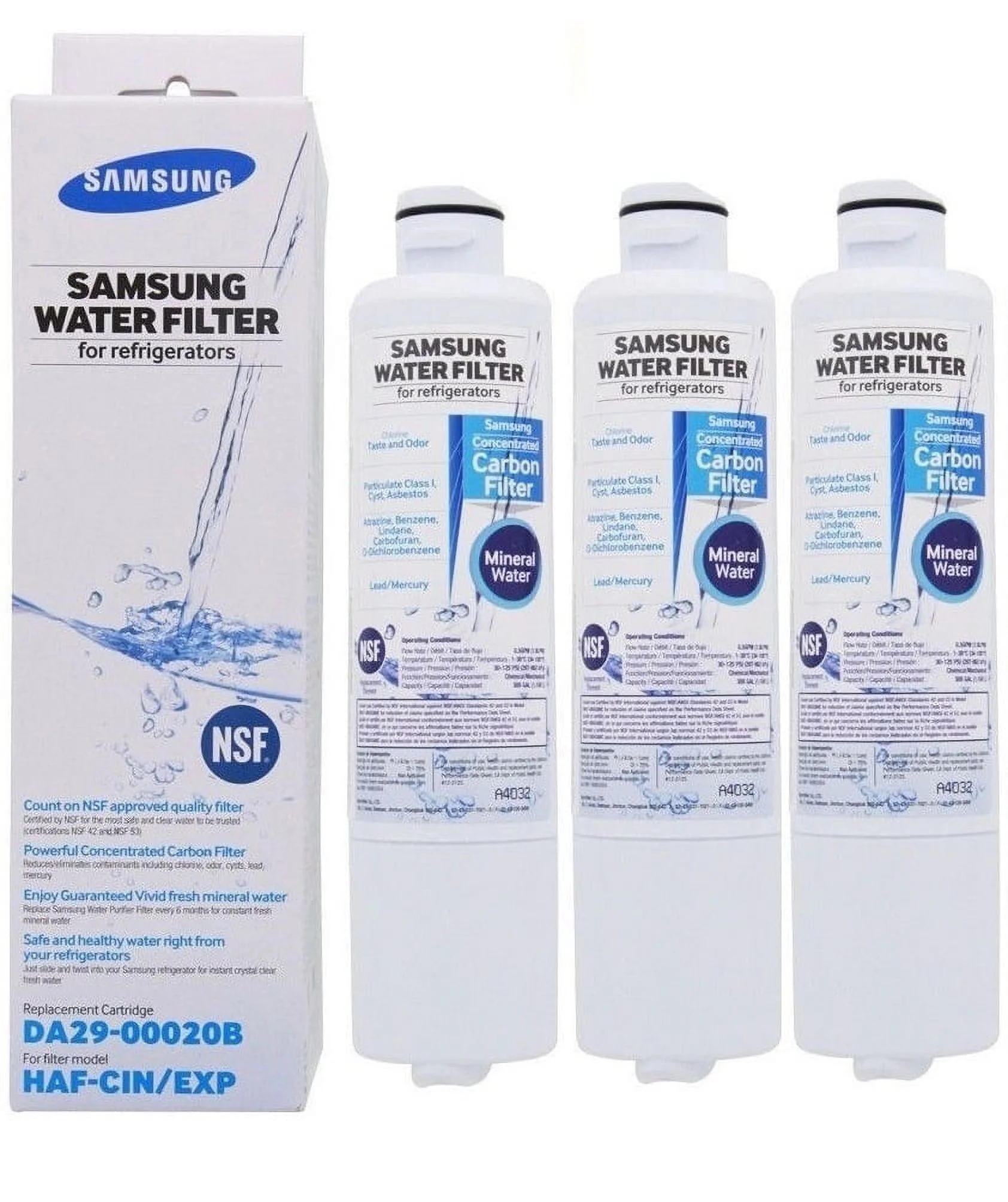 3Pack DA29-00020B Refrigerator Water Filter, Compatible with Samsung Refrigerator Water Filter