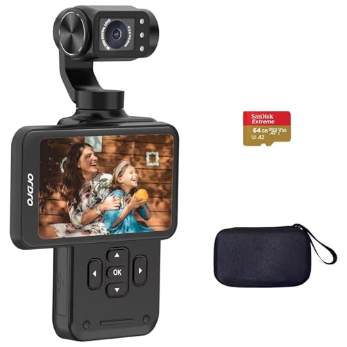 ORDRO M5 Vlogging Camera 3-Axis Gimbal Stabilizer, 5K Handheld Camera 3.5'' Rotatable Touchscreen 120° Wide Angle, IR Night Vision Function, Fast Focusing,Face Tracking for YouTube Vlogs, 64G Card