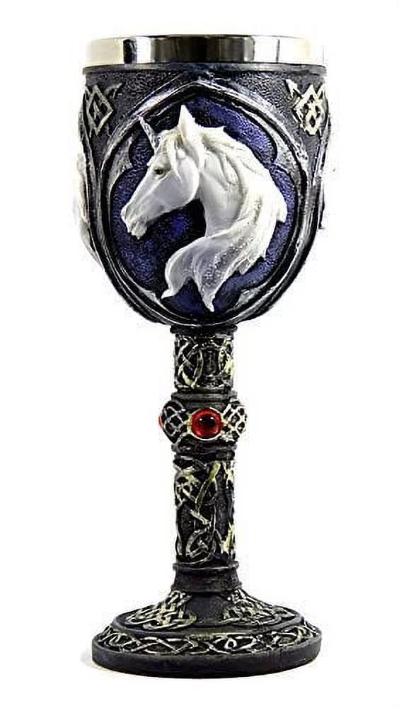 Celtic Goblet with White Unicorn Head