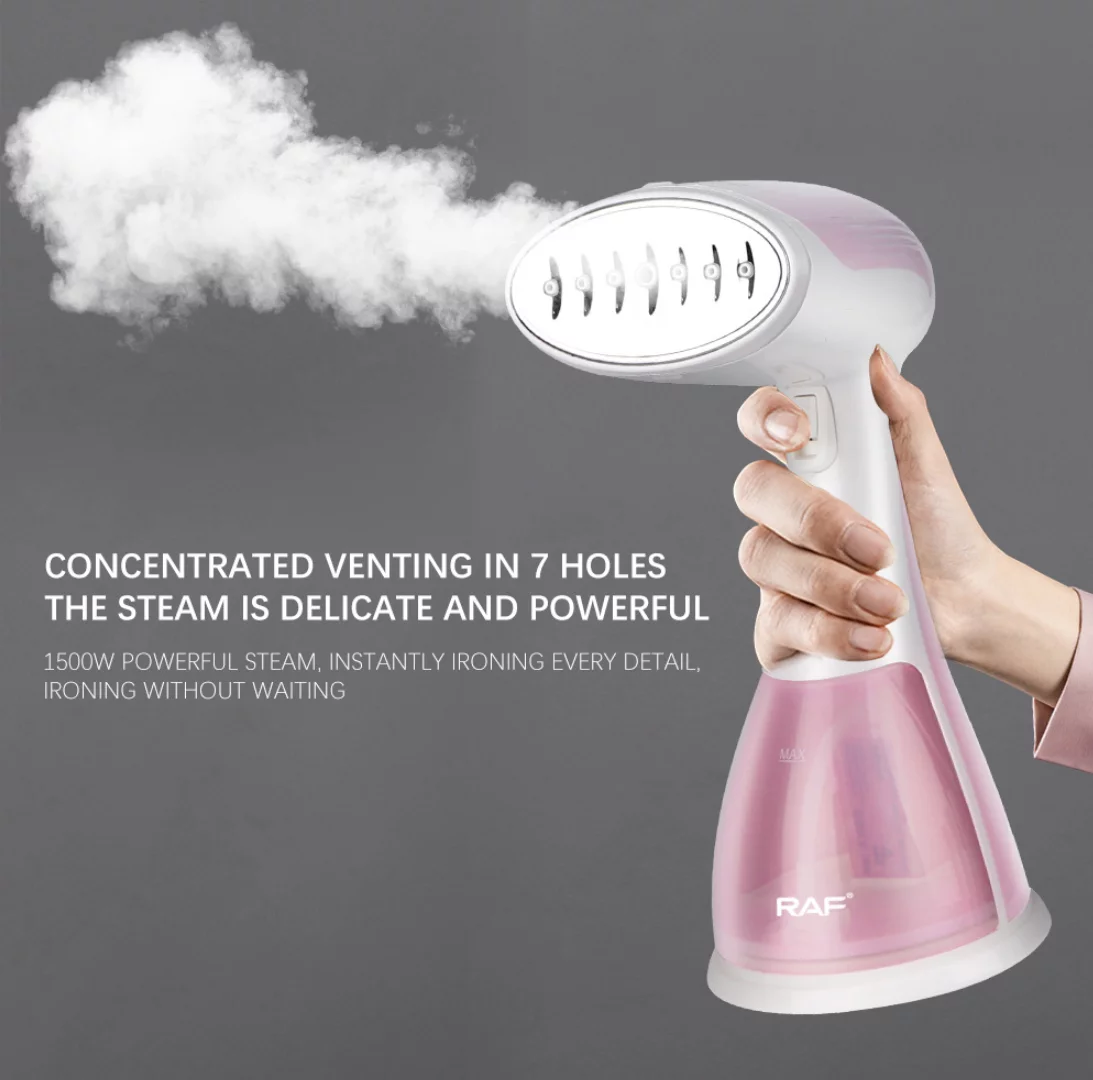 Steamer for Clothes, Portable Handheld Garment Fabric Wrinkles Remover, 30-Second Fast Heat-up, Auto-Off, Large Detachable Water Tank (pink)