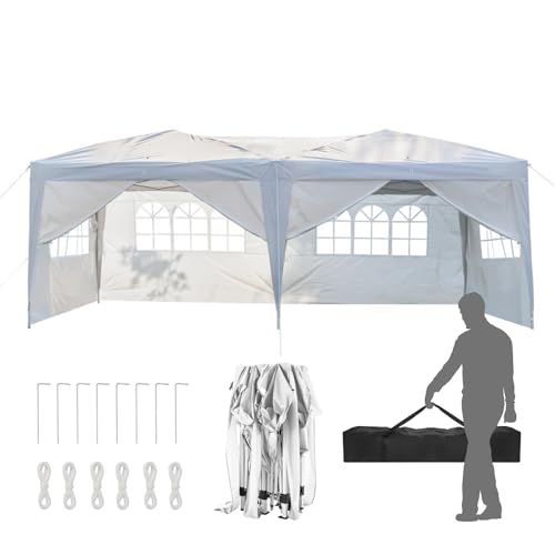 Outvita 10x20ft Pop Up Canopy with 6 SideWalls, Ez Setup Portable Instant Canopy Tent for Outdoor Events, Party, Wedding, Birthday,Graduation (Black)