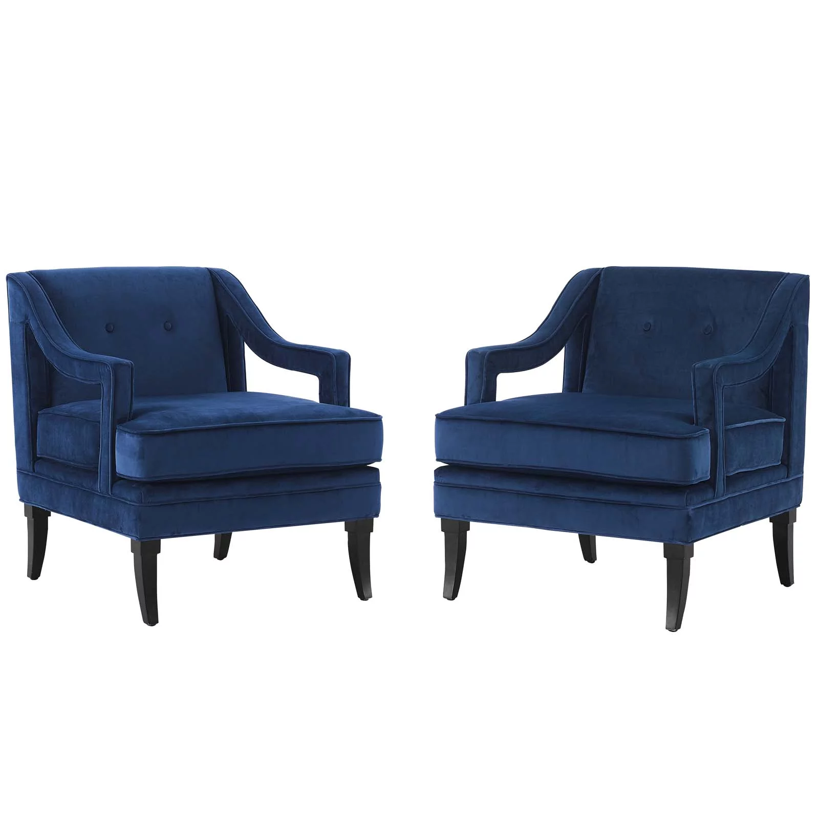 Modway Concur Living Room Set Performance Velvet Set of 2 in Navy