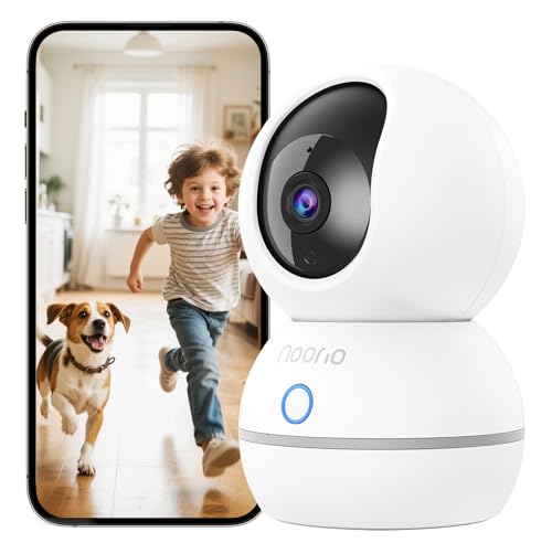 Noorio 2K Security Camera Indoor, Pan/Tilt Pet Camera with Speaker, One Touch Call Baby Monitor Dog Cam, Plug-in 24/7 SD&Cloud Storage, Color Night Vision, 2.4G WiFi, CS201, 2Pcs