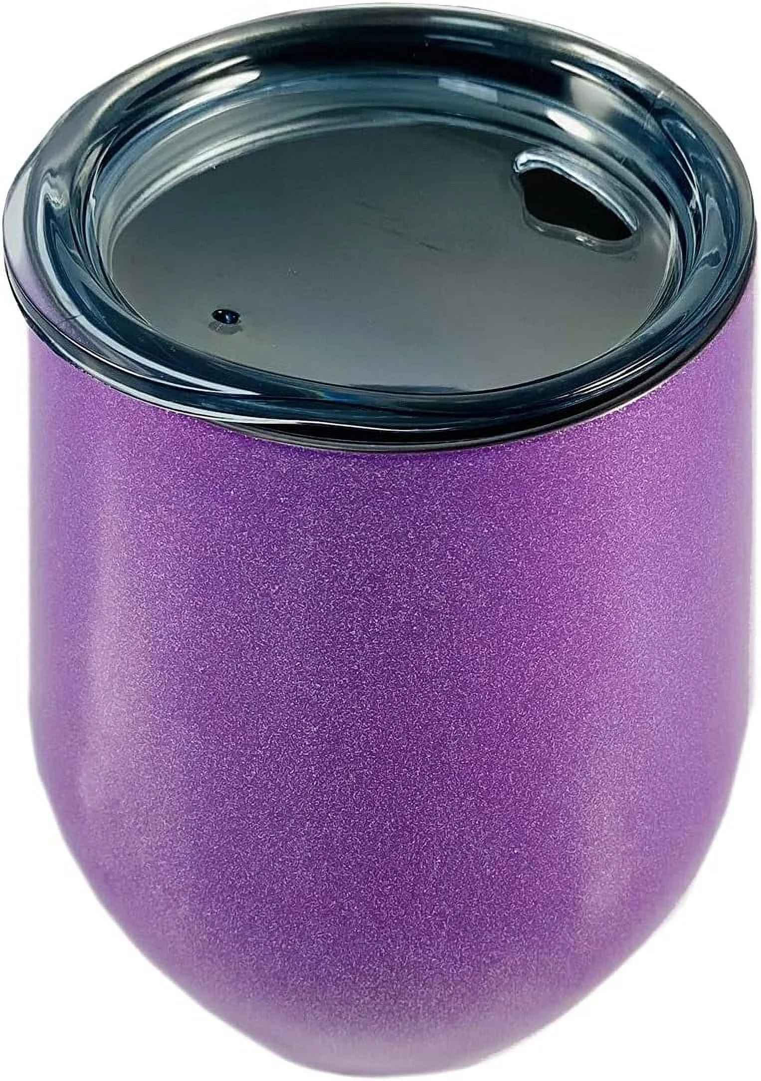 12 Oz Stemless Stainless Steel Wine With Lid - Purple Glitter