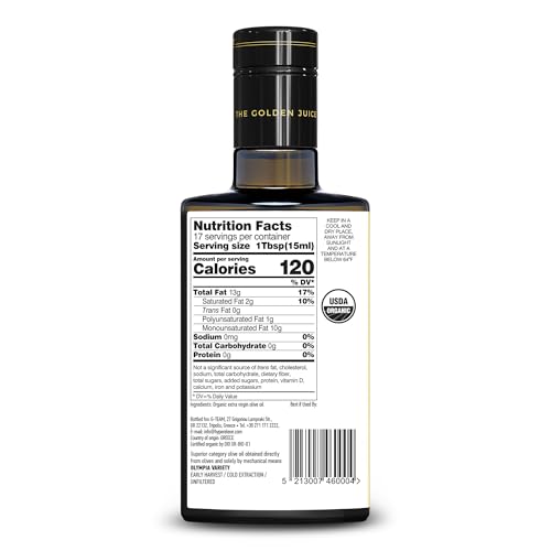 HYPERELEON GOLD | Premium, Organic, Extremely High Phenolic, Greek Extra Virgin Olive Oil 100% Pure & Natural | Bio & Unfiltered | 65 Top INTERNATIONAL Awards | 260ml (Pack of 1)