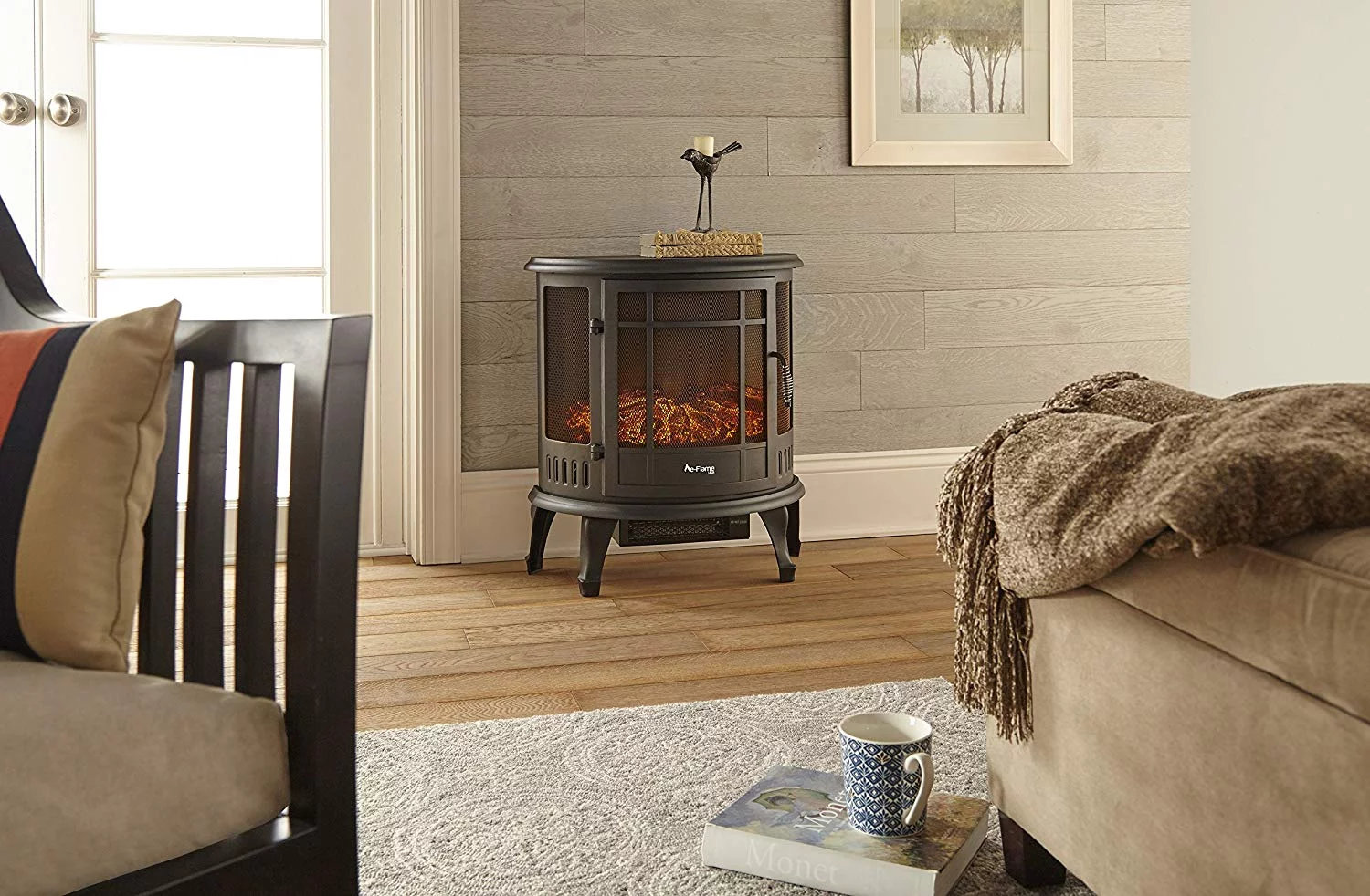 E-Flame USA Regal Free Standing Electric Fireplace Stove - Black
