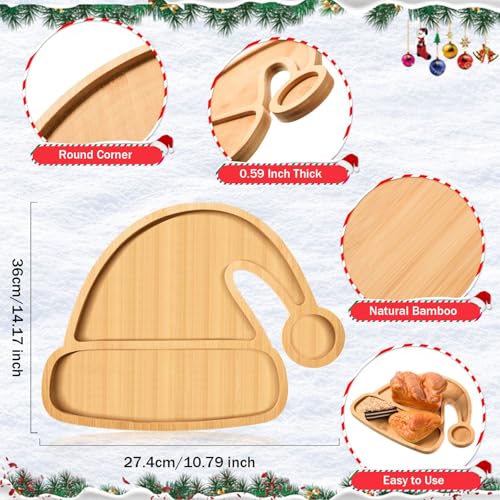 Christmas Wooden Appetizer Tray Christmas Tree Shaped Wooden Serving Platter Sushi Serving Tray Wood Charcuterie Board Tray Snack Dessert Candy Dish Plate for Christmas Home Kitchen,15x11x0.59 Inch