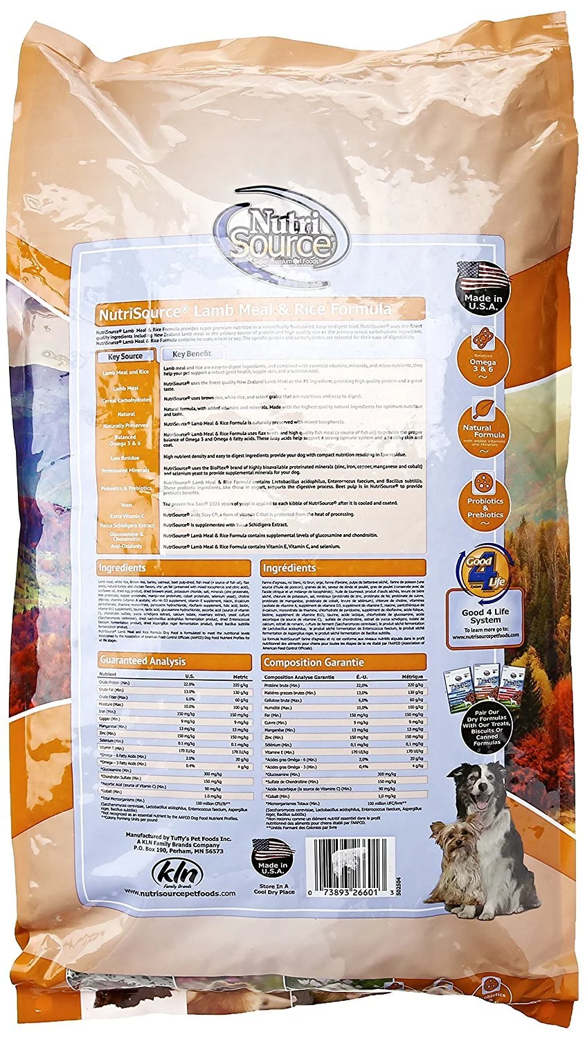 NutriSource Lamb Meal & Rice Formula Dry Dog Food, 18 lb