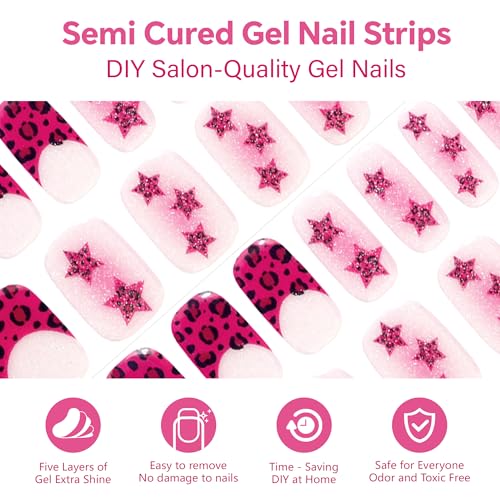 Semi Cured Gel Nail Strips-Easy Apply Christmas Gel Nail Stickers Holiday Semi Cured Manicure Strips with Sparkling Xmas Designs (Classic Yule)
