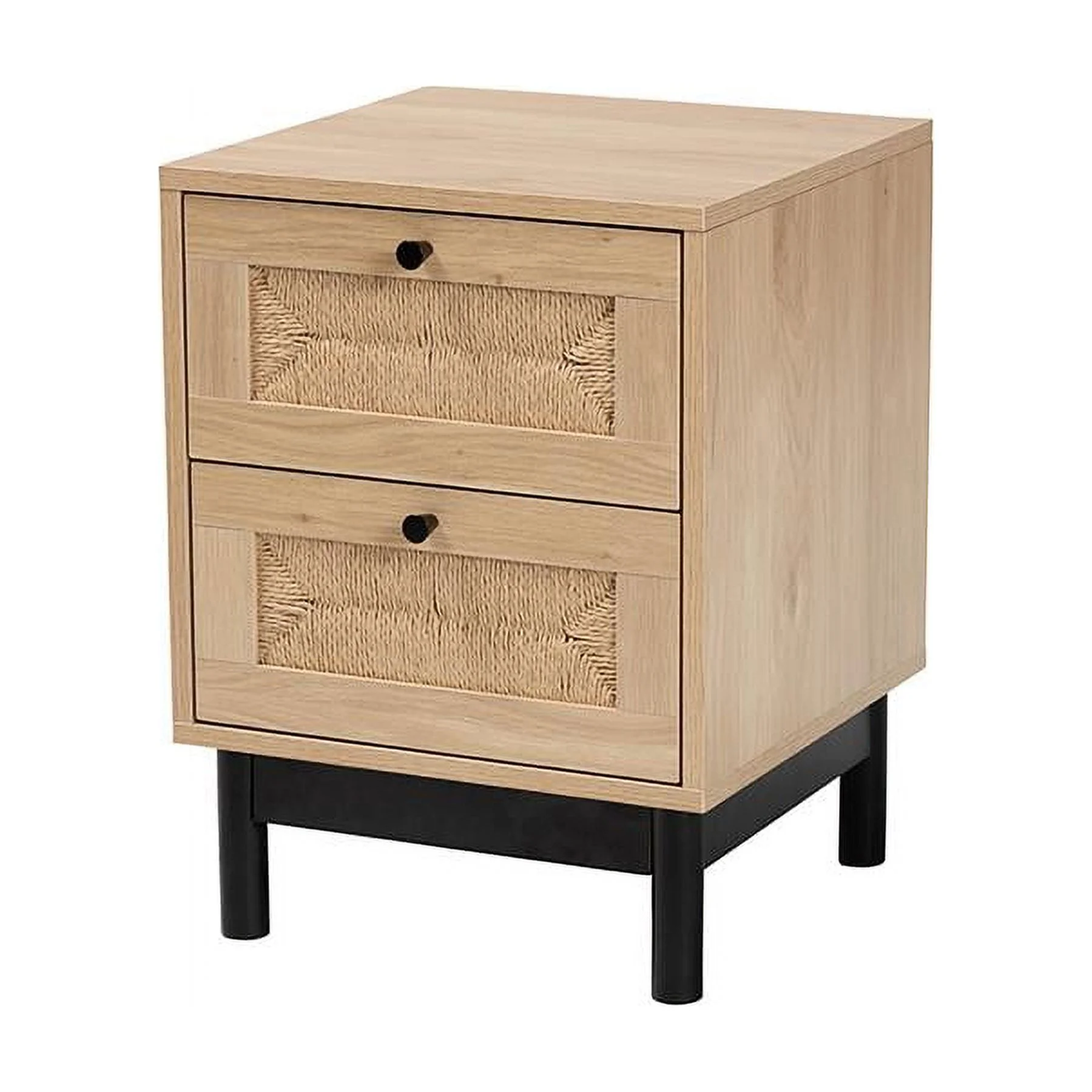Baxton Studio Cherelle Mid-Century Modern Wood 2-Drawer Square End Table, 21-5/16