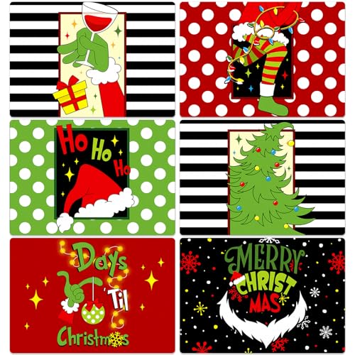 Set of 6 Pink Pastel Christmas Placemats 17 x 12'' Candy Plastic Place Mats Nutcracker Placemats Wipeable Washable Vinyl Table Mats Decor for Xmas Kitchen Home Dining Holiday Party Gift