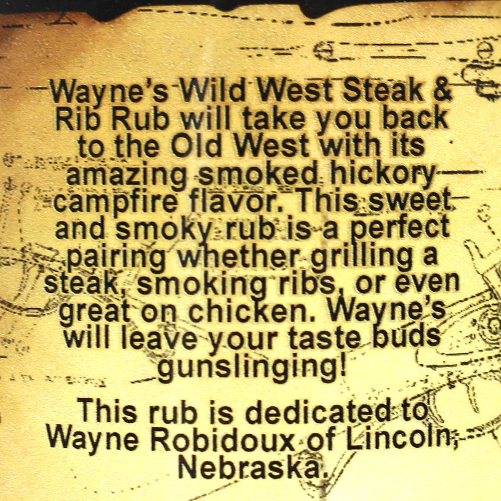 Wayne's Wild West Steak and Rib Rub 31.8 oz Bottle Gluten Free No MSG Sweet Smoky Beef Poultry Spice
