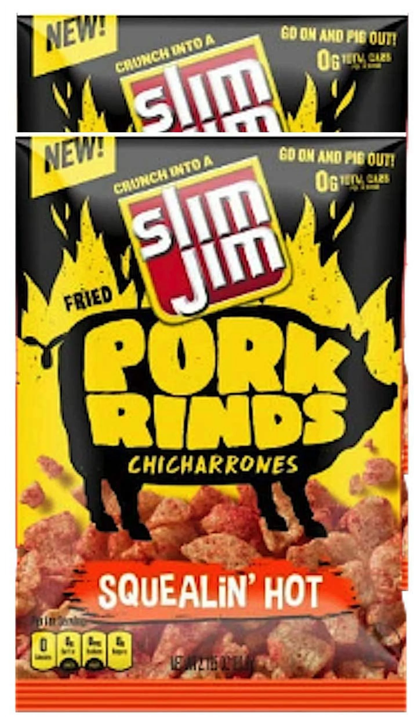 NEW Pork Rinds Chicharrones Squealin' Hot & Wild Bbq Net Wt 2Oz (Squealin' Hot, 2)