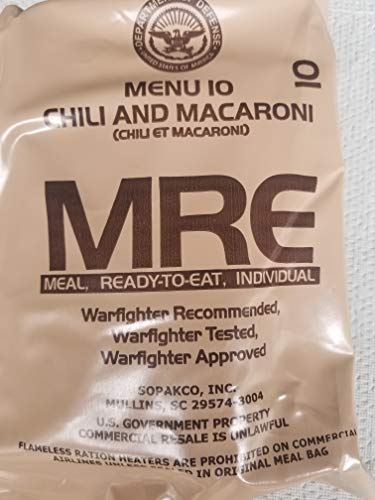 LoJo Surplus 2022 Genuine Military MRE Meals Ready to Eat with Inspection Date 2022 or Newer (Chili and Macaroni)