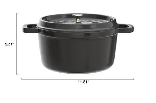 STAUB Cast Iron Dutch Oven 5.5-qt Round Cocotte, Made in France, Serves 5-6, Black Matte