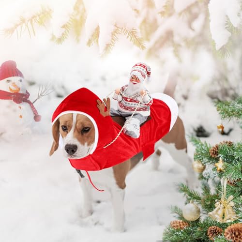 BWOGUE Santa Dog Costume Christmas Costume for Dogs, Adjustable Size, Breathable Material, Great Gift for Small Medium Large Dogs, Running Santa Claus Pet Apparel