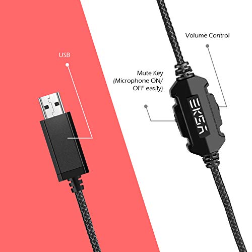 EKSA E1000 Gaming Headset, Computer Headphones with Noise Canceling Mic & RGB Light, 7.1 Surround Sound, Compatible with PC, PS4 PS5 Console, Laptop (Blue)