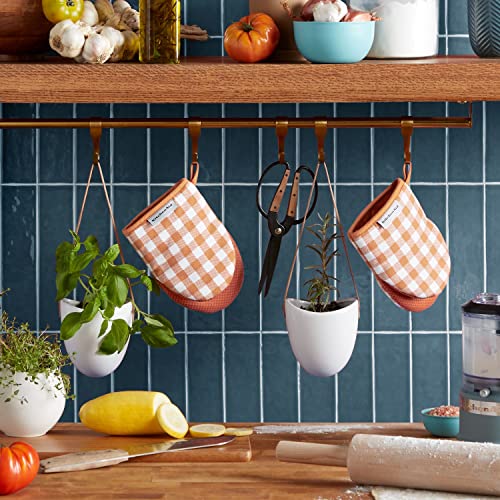 KitchenAid Gingham Cotton Mini Oven Mitt 2-Pack Set, Passion Red, 5.5