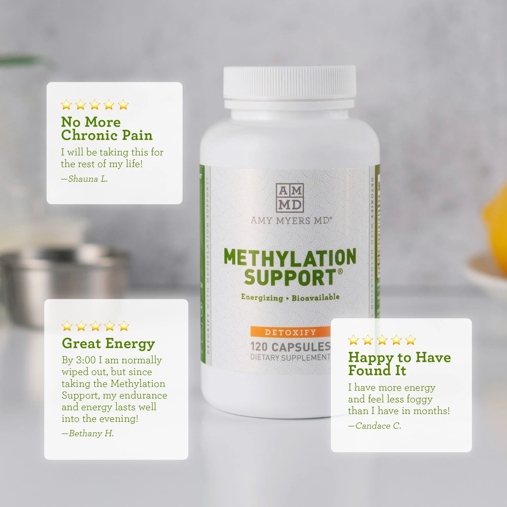 Methylation Support Supplement Dr Amy Myers with Folate and Vitamin B12, 120 capsules, 2 months Supply