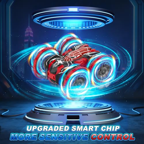 Waterproof Remote Control Car，4WD Amphibious 2.4 GHz RC Car Remote Control Boat，360°Rotation RC Stunt with LED Lights，Boys Girls Gifts All Terrain Water Beach Pool Toy