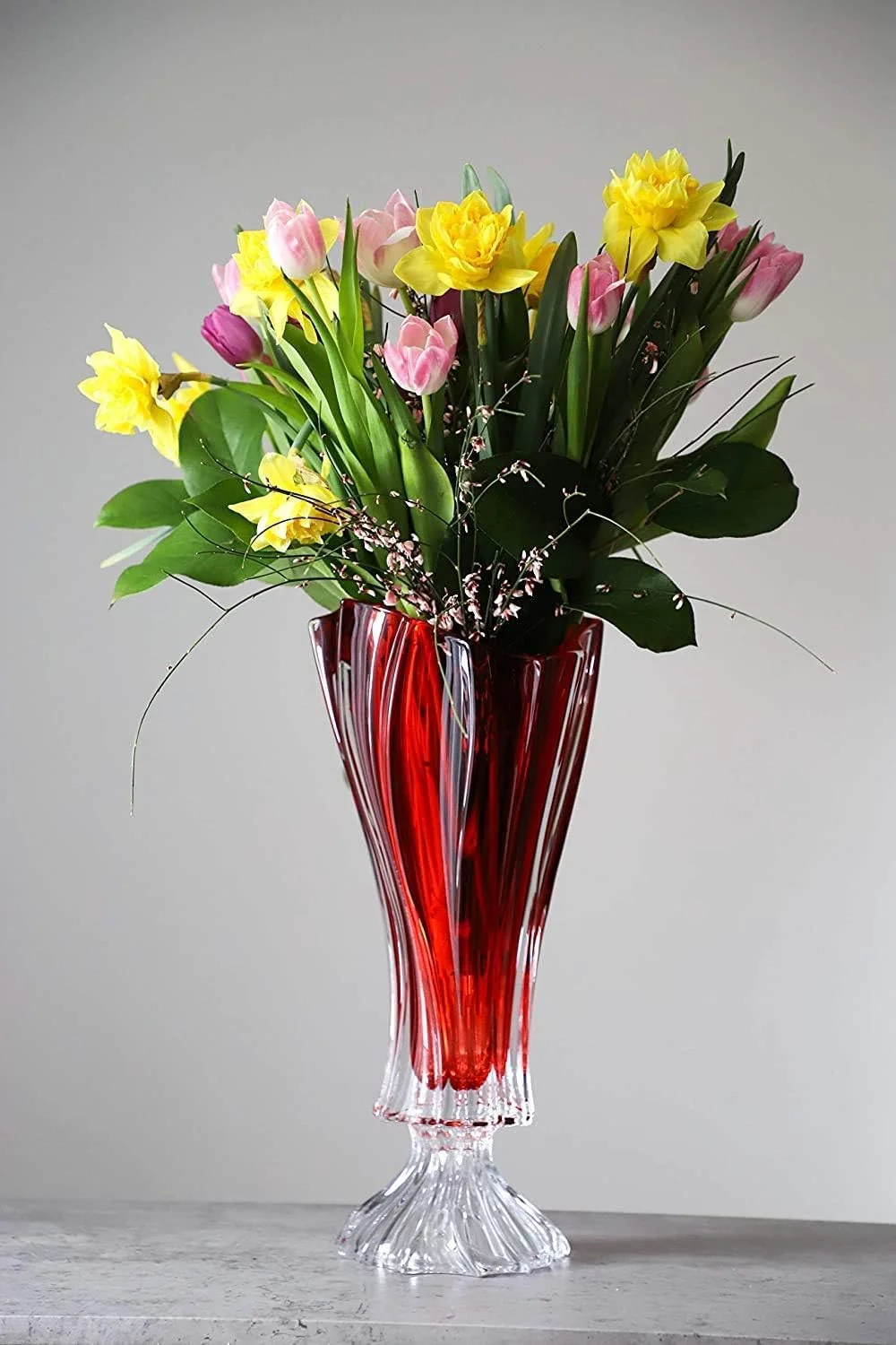 Bohemian Crystal Glass Footed Vase 16