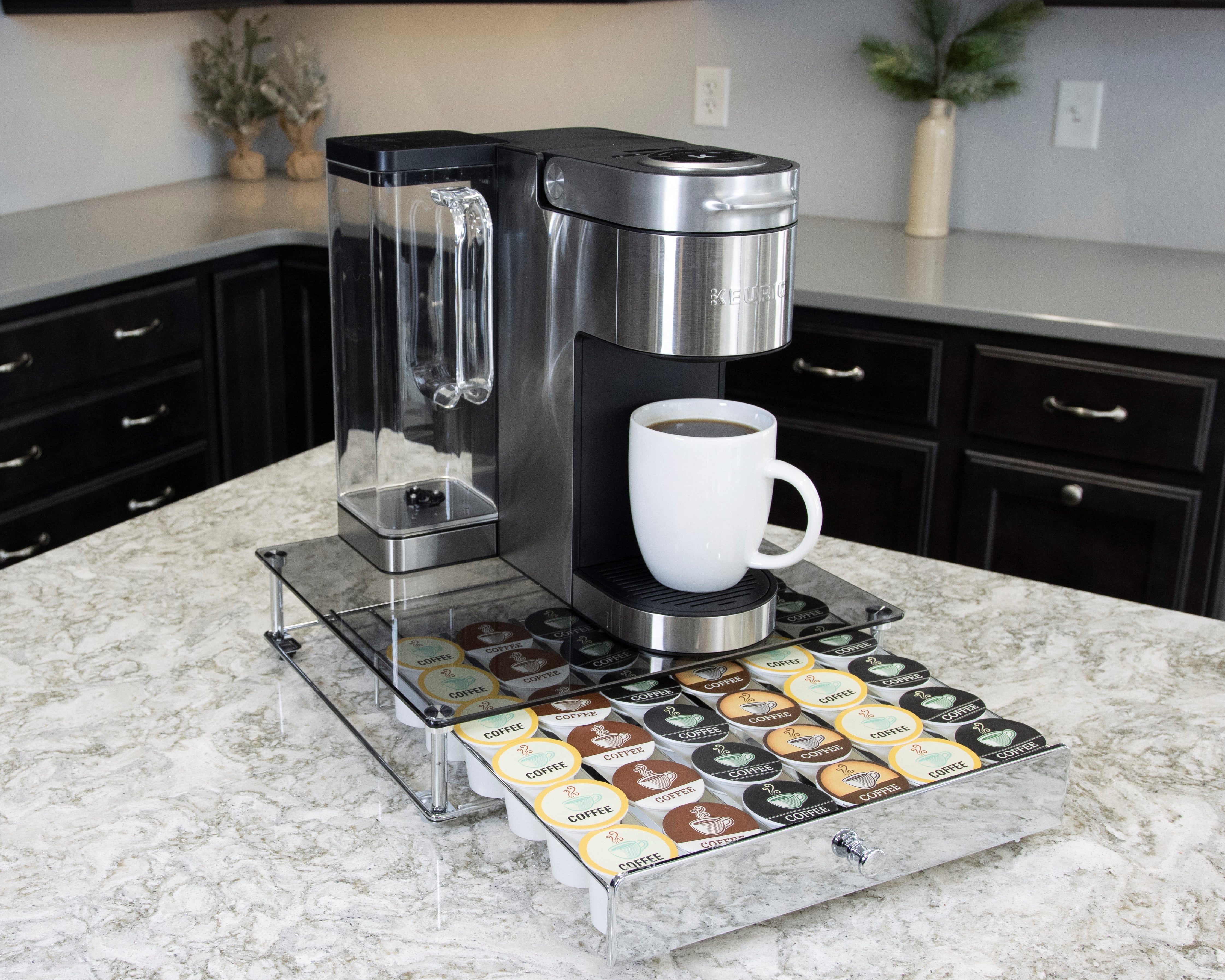 Nifty Keurig Approved Glass Top Rolling Drawer