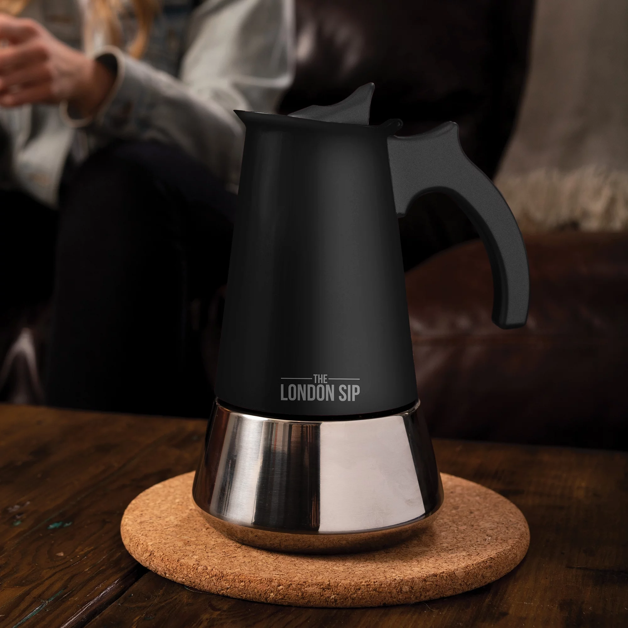 Escali London Sip - Matte Black Stainless Steel Stovetop Espresso Maker - 10 Cup Capacity - EM10B - New