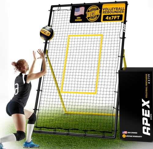 Adjustable Volleyball Rebounder Net 7x4 ft – Bounce Back Training Equipment with Angle Customization for Practicing Volleying, Bumping, Spiking – Durable & Portable with Travel Bag
