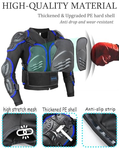 Kids Motorcycle Jacket Armor Suit-Dirt Bike Gear for Children,Back Chest Knee Protection for Cycling Skateboard Skiing