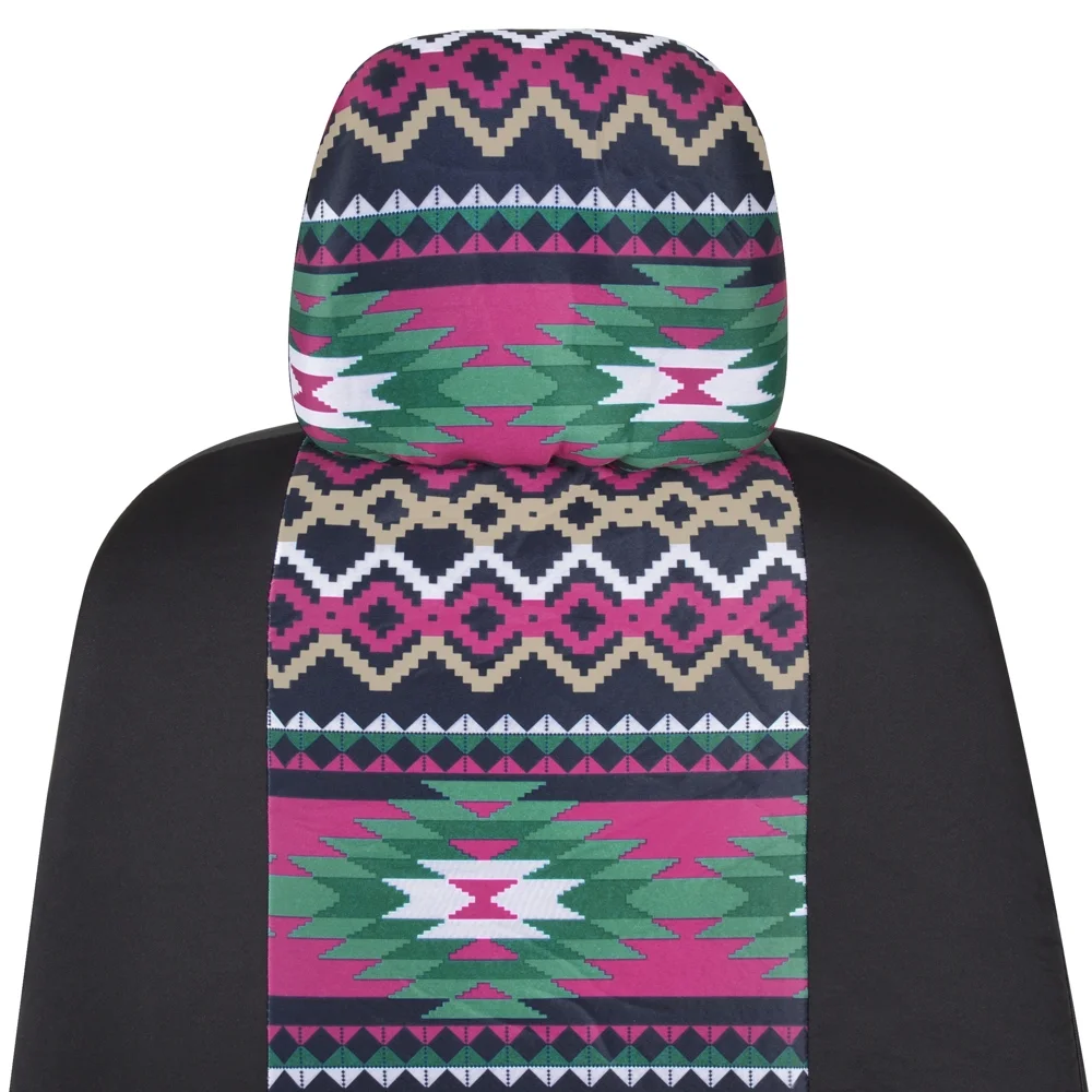 BDK Two Tone Pattern Car Seat Covers - Sideless Chic Style - Soft & Flexible Polyester (Inca Tocapu Pattern)