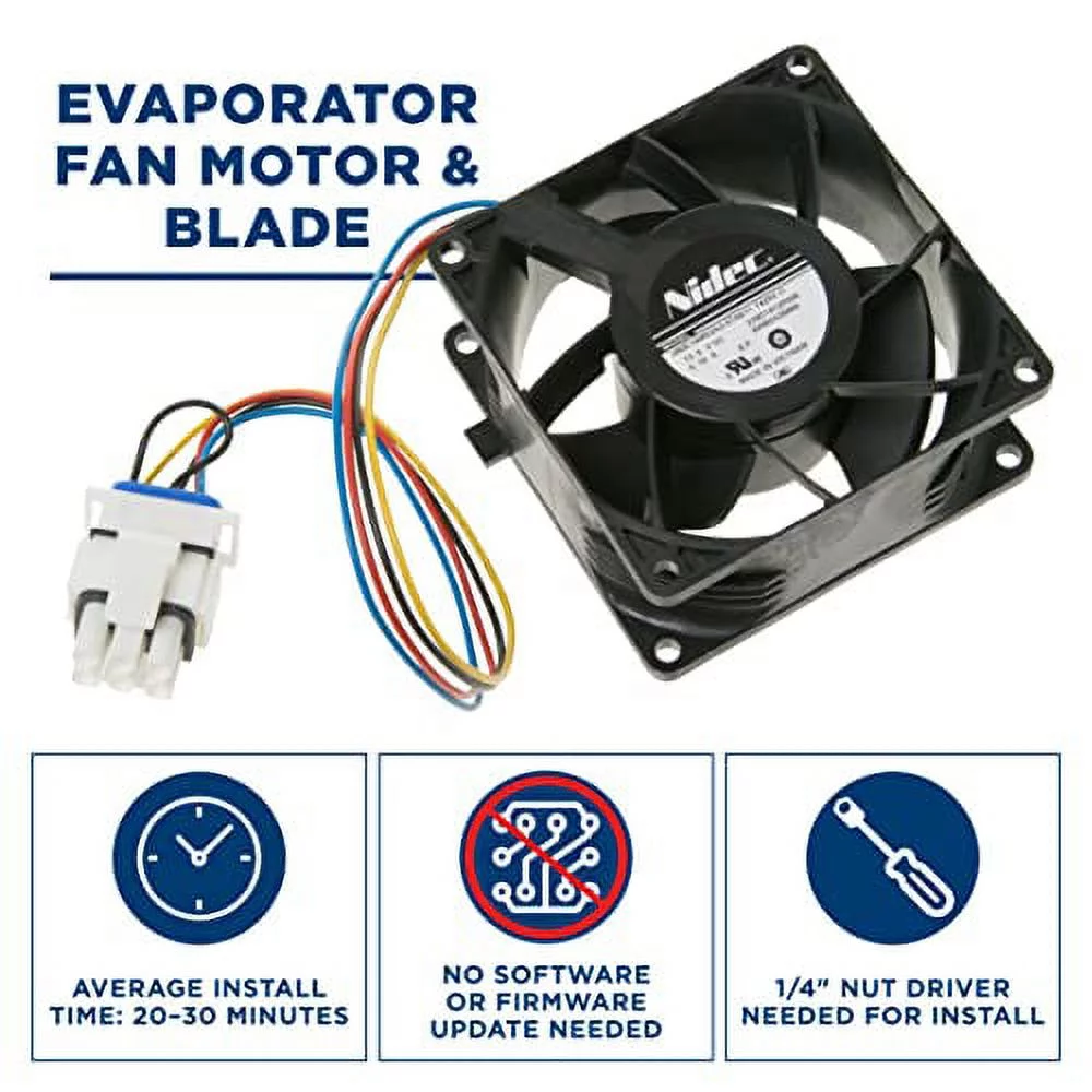 GE Appliances Efficient Refrigerator Evaporator Fan Motor for Optimal Cooling WR60X26866, WR60X26033