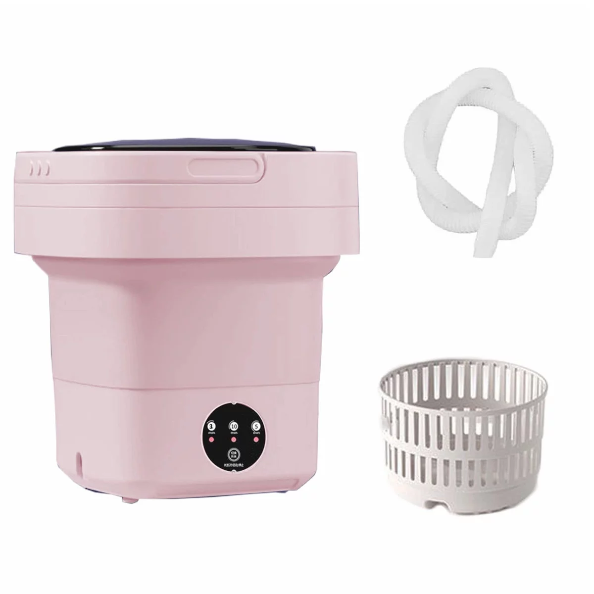 Portable Washing Machine, Foldable Mini Washer with Drain Basket, 3 Modes Deep Cleaning - 6.5L High Capacity for Lingerie, Personal, Baby, Delicates Cleaning(Pink)