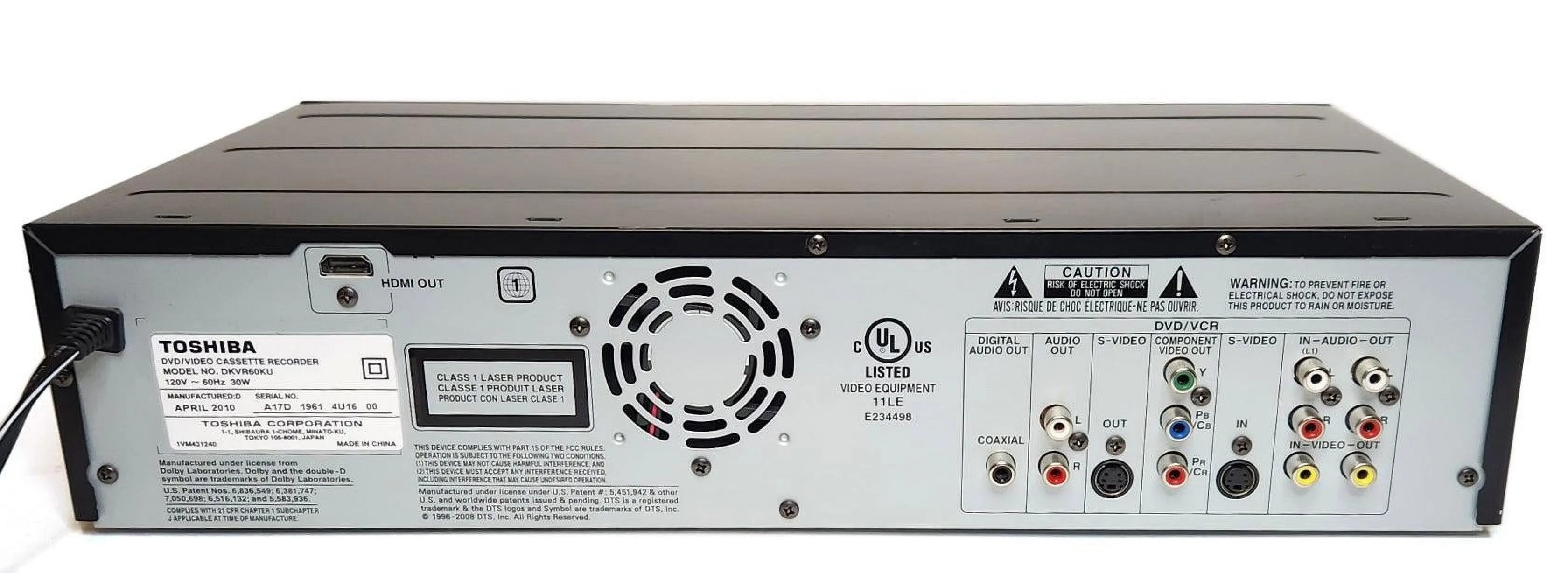 Toshiba DKVR60 (NEW) DVD/VCR Recorder Combo Remote, Cable, and Manual Included