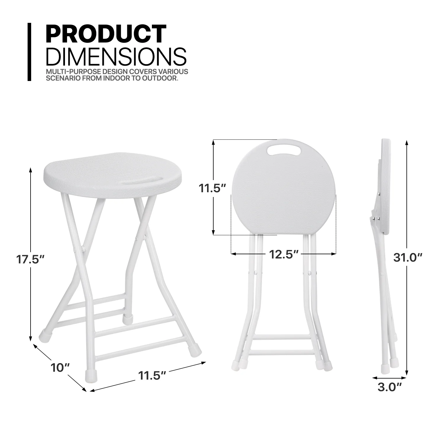 Magshion 7 Pieces 4.5 FT Folding Round Table and Chair Set, Event Wedding Card Desk with Handle and Foldable Stools with Steel Frame, White