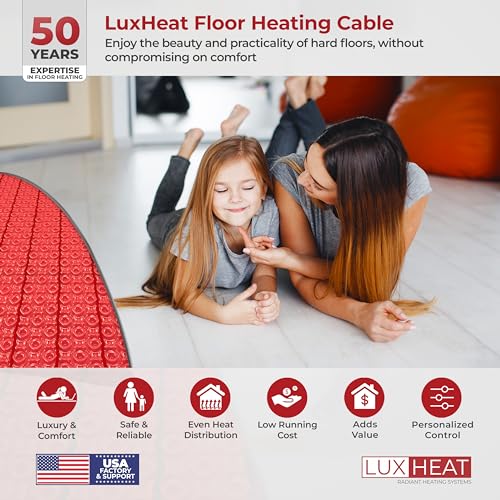 25sqft Electric Radiant Floor Heating System - 120v Under Floor Heating System Includes UDG4 Programmable Thermostat w/GFCI, Heater Cable, Tile Uncoupling Membrane, Flooring Sensor & Alarm