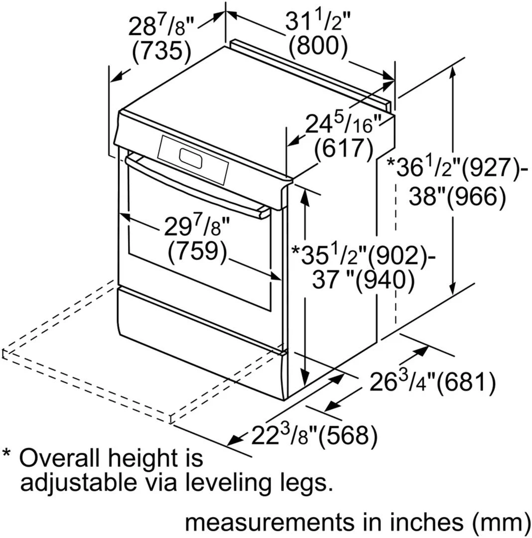 BOSCH HEI8056U  SLIDE IN ELECTRIC RANGE Stainless Steel