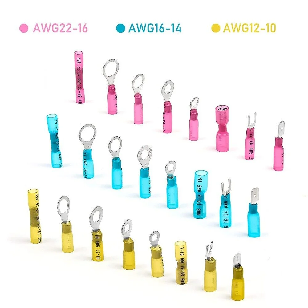 Heat Shrink Wire Connectors Electrical Ring Fork Spade Crimp Terminals Kit 250x