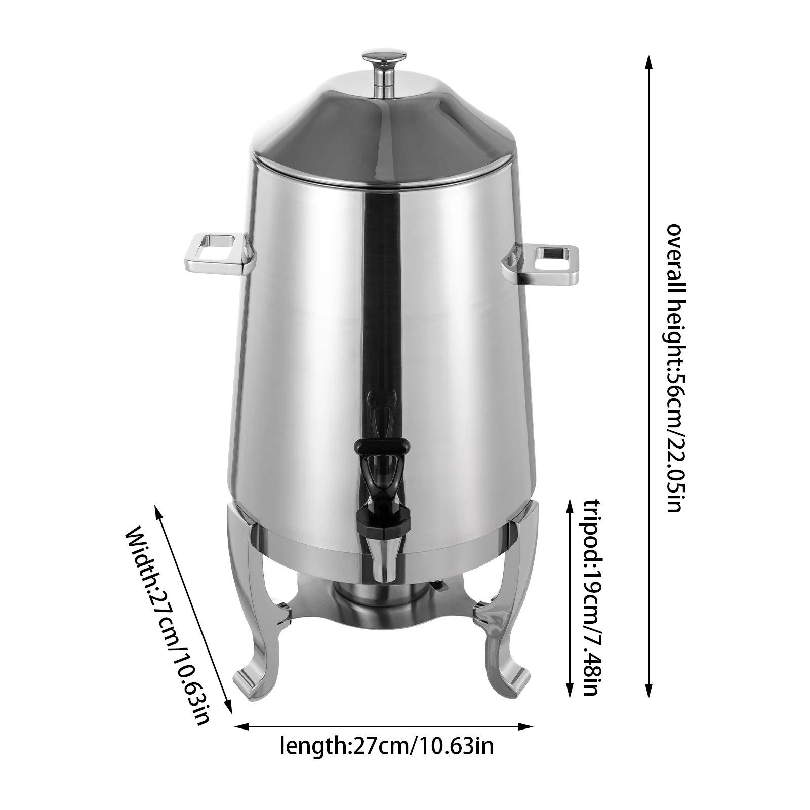 Hot Beverage Drink Dispenser Can, Electric Coffee Urn with Fuel Holder 2-Way Continuous Heating, Tea Water Coffee Chafer Urn with Spigot for Parties Buffet Catering 13L/3.4 Gallon Stainless Steel