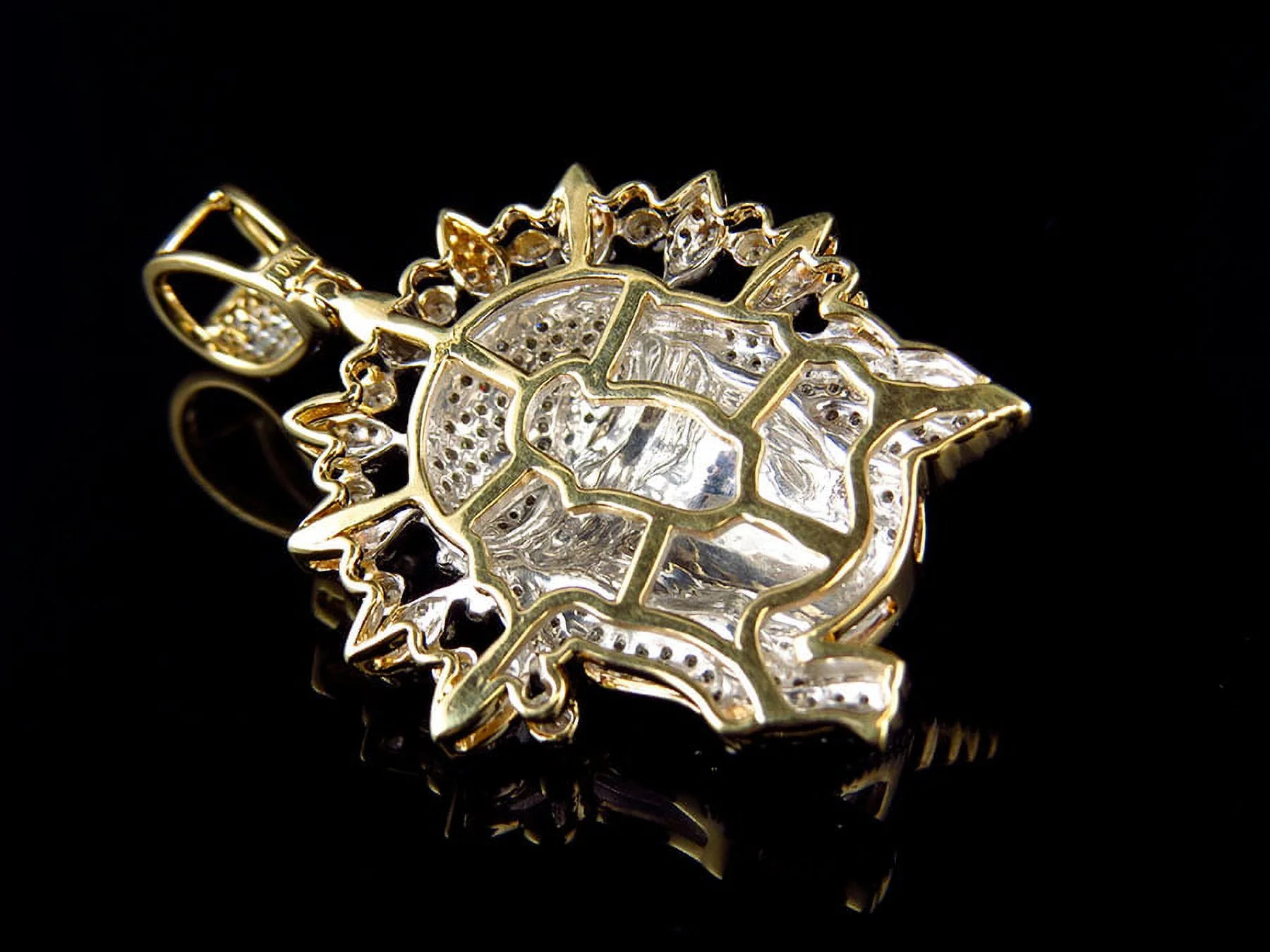 Men's Yellow Gold Jesus Face piece with Halo 1.5 Inch Diamond Pendant (1.25ct)