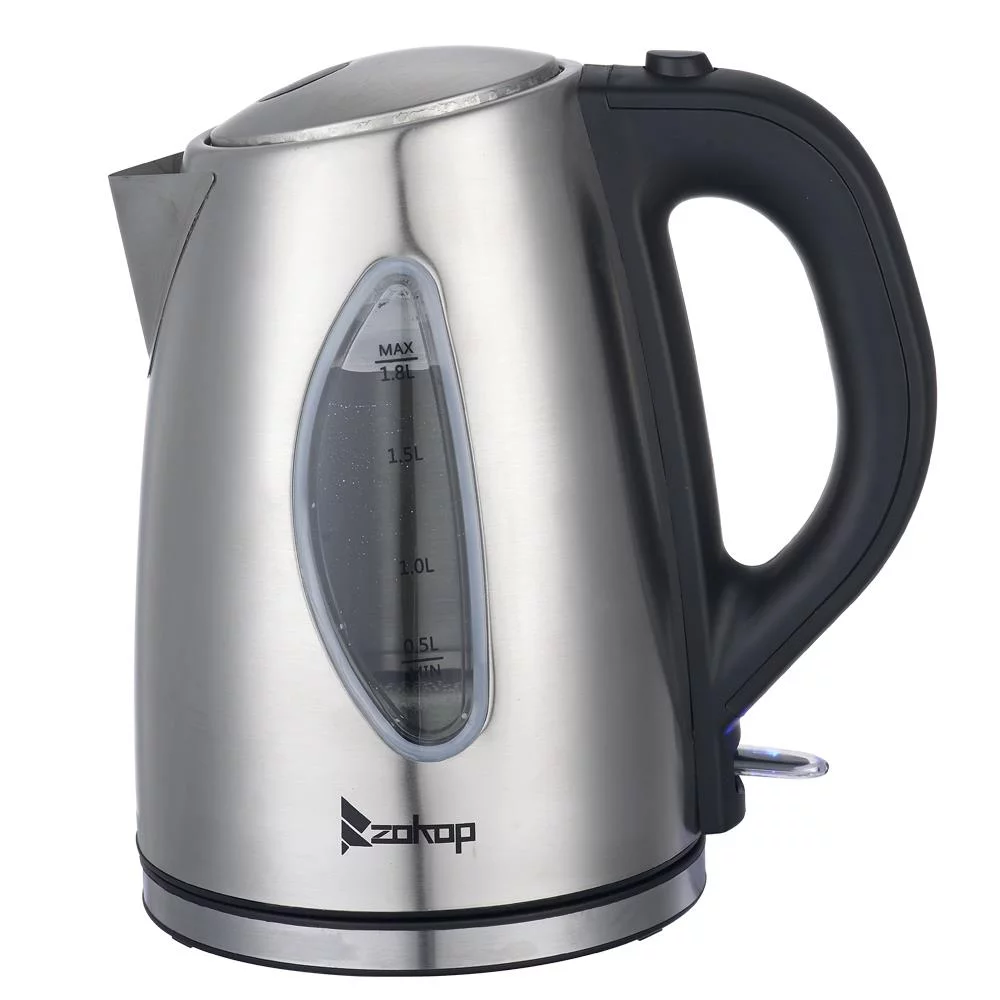 SalonMore 0.48Gal Stainless Steel Electric Tea Kettle with Boil-Dry Protection, Silver