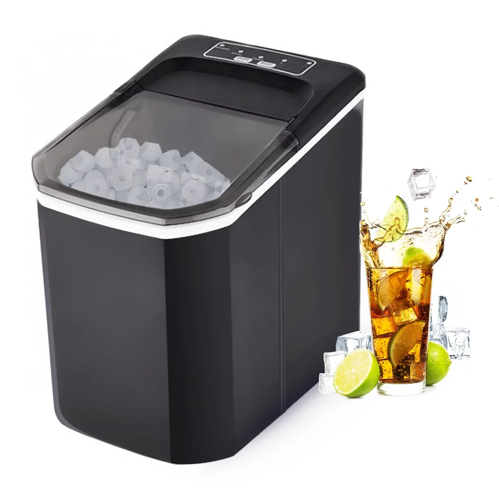 Countertop Ice Maker - Produces 10 Cubes in 6 Mins, 26lbs in 24Hrs, Self-Cleaning, Includes Ice Scoop and Basket, 2 Ice Sizes, Ideal for Home, Kitchen, Office, Bar, Party
