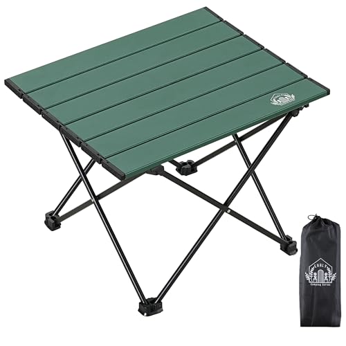 Portable Folding Camping Table, Large Compact Aluminum Beach Picnic Table, Lightweight Collapsible Outdoor Camp Tables That Folds & Rolls Up, Beach Gear Essentials Camp Accessories, Sylvan Green