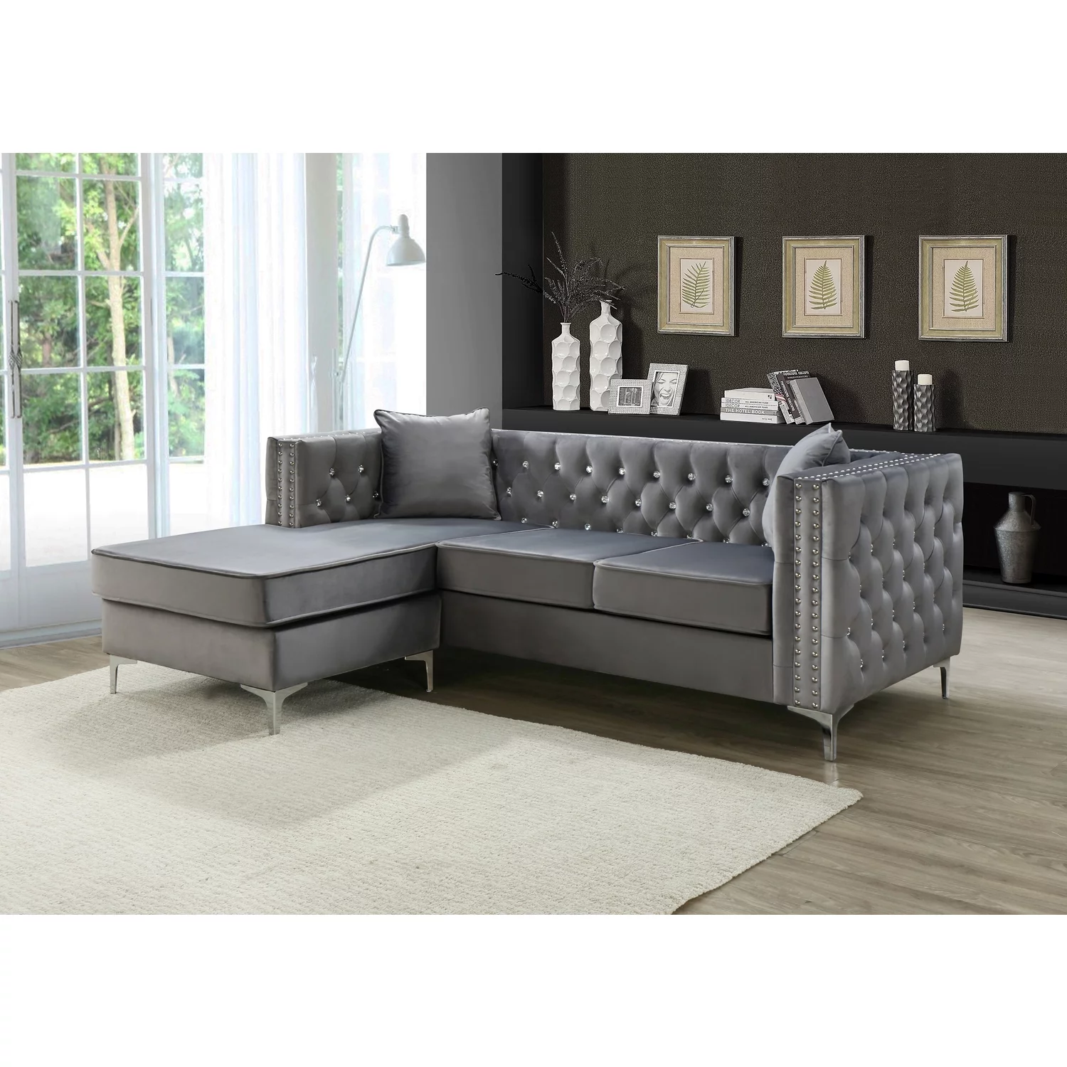 Maykoosh Gothic Grandeur G822B-SC Sofa Chaise , Gray
