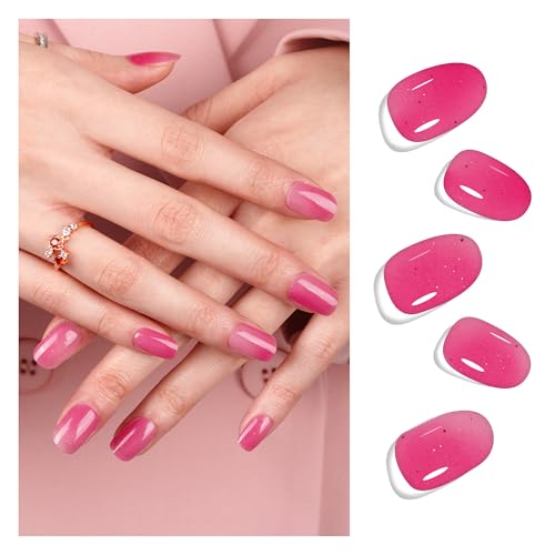 DANNI & TONI Semi Cured Gel Nail Strips Christmas Santa Claus Snowflakes Cat Eye Gel Nail Wraps 28 Stickers | Mistletoe Meow